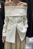 Sexy Off-Shoulder Slimming Long Sleeve Black Business Suit Coat Women Temperament Slim Blazer Top Ladies 2023 Spring Clothes