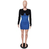 Sexy Patchwork Bodycon Jean Dress Long Sleeve Fall Winter Clothing Women High Elastic Denim Club Mini Dresses Streetwear