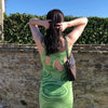 Sexy Print Knit Bodycon Dress Women Green Y2K Party Dress Hollow Out Sleeveless Spaghetti Strap Beach Midi Dresses Summer
