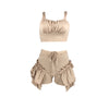 Sexy Ruffles Shorts and Crop Top Women Summer 2 Piece Sets Club Vacation Outfits  Items 2023