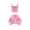 Sexy Ruffles Shorts and Crop Top Women Summer 2 Piece Sets Club Vacation Outfits  Items 2023