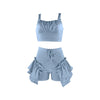 Sexy Ruffles Shorts and Crop Top Women Summer 2 Piece Sets Club Vacation Outfits  Items 2023