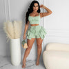 Sexy Ruffles Shorts and Crop Top Women Summer 2 Piece Sets Club Vacation Outfits  Items 2023