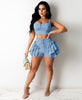 Sexy Ruffles Shorts and Crop Top Women Summer 2 Piece Sets Club Vacation Outfits  Items 2023
