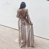 Sexy Serpentine Backless Hollow Out Dress 2023 Spring Women Long Lantern Sleeve Club Party Evening Maxi Dress Vestidos D10