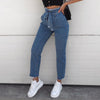Sexy Skinny Jeans Women High-waisted Hips and Raw Lace-up Jeans Retro Street Stretch Leggings Plus Size S-3XL