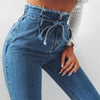 Sexy Skinny Jeans Women High-waisted Hips and Raw Lace-up Jeans Retro Street Stretch Leggings Plus Size S-3XL