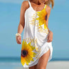 Sexy Sleeveless Floral Printed Dresses Women Summer  Vestidos Casual Loose Beach Dress Robe Femme Sundress платье летнее