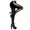 Sexy Slim Black Woman Leggings Faux Leather PVC Side Lace-Up Leggings Fashion Punk Clubwear Leggings Women Pants NQ966260