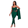 Sexy Solid Knitted Suit Women 2 Piece Set Casual Outfits Spaghetti Strap Bodycon Jumpsuit and Long Sleeve Open Stitch Streetwear