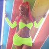 Sexy Solid Off the Shoulder Long Sleeve Crop Top + Shorts 2 Piece Outfits Women's Candy Colors Club Two Piece Set Women