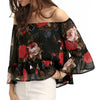 Sexy Strapless Three Quarter Sleeve Chiffon Blouses Short Style Slash Neck Shirts women chiffon Blouse Top