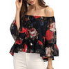 Sexy Strapless Three Quarter Sleeve Chiffon Blouses Short Style Slash Neck Shirts women chiffon Blouse Top
