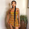 Sexy Strapless Tube Mini Dress Vintage African Style Women Smocked Stretchy Sleeveless Off Shoulder Backless Split Short Dress