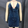 Sexy Stretch Denim Short Dress Ladies Deep V-Neck Lace Up Strap Bodycon Dresses Women Casual Evening Party Dress Vestido de fest