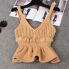 Sexy Stretchable Knit V Neck Crop Cami Tops Summer Style 2022 Vogue Plain Women Sexy Spaghetti Strap Camisole Tank Shirt