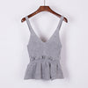 Sexy Stretchable Knit V Neck Crop Cami Tops Summer Style 2022 Vogue Plain Women Sexy Spaghetti Strap Camisole Tank Shirt