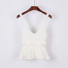 Sexy Stretchable Knit V Neck Crop Cami Tops Summer Style 2022 Vogue Plain Women Sexy Spaghetti Strap Camisole Tank Shirt