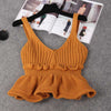 Sexy Stretchable Knit V Neck Crop Cami Tops Summer Style 2022 Vogue Plain Women Sexy Spaghetti Strap Camisole Tank Shirt