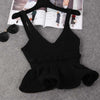 Sexy Stretchable Knit V Neck Crop Cami Tops Summer Style 2022 Vogue Plain Women Sexy Spaghetti Strap Camisole Tank Shirt