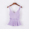 Sexy Stretchable Knit V Neck Crop Cami Tops Summer Style 2022 Vogue Plain Women Sexy Spaghetti Strap Camisole Tank Shirt