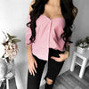 Sexy Stripe Blouse Women Autumn Long Sleeved Shirts Tops Off Shoulder Button Blouses Strapless Slash Neck Blouse Clothes