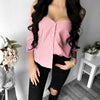 Sexy Stripe Blouse Women Autumn Long Sleeved Shirts Tops Off Shoulder Button Blouses Strapless Slash Neck Blouse Clothes