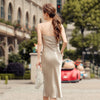 Sexy Summer Satin Dress 2023 Strapless Spaghetti Strap Long Backless Dresses Party Casual Basic Maxi Dress Women