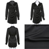 Sexy Swinging Collar Mini Dress Slim Solid Basic Dress Women Sundress Trendy Short Dress Casual Long Sleeve Costume Hot