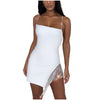 Sexy Tassel Diamonds Party Dress Women Spaghetti Straps Backless Split Bodycon For Women Elegant Dress