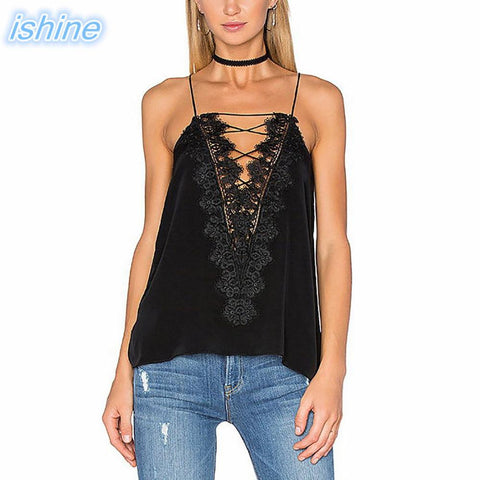 Sexy V Neck Adjustable Strap Cropped Camisole Tank Tops Female Casual Lining Summer Satin Lace Up Cami Women Reversible Camisole