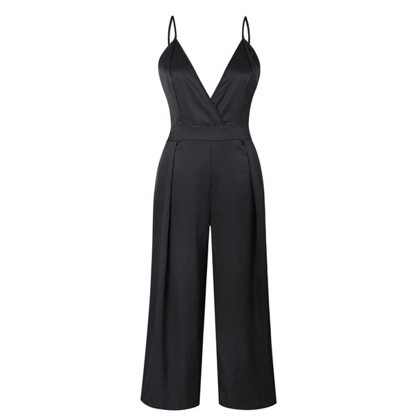 Sexy V Neck Backless Strap Jumpsuit Women Summer 2022 Casual Loose Long Overalls for Women Orange Romper Bodysuit Pants with Bow