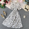 Sexy V-Neck Floral Print Boho Beach Party Dress 2023 Summer Ruffle Short Sleeve Lace Up Belt Midi Dress Wrap Sundress Slim Dress