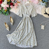 Sexy V-Neck Floral Print Boho Beach Party Dress 2023 Summer Ruffle Short Sleeve Lace Up Belt Midi Dress Wrap Sundress Slim Dress