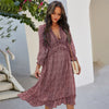 Sexy V Neck Print Dress Women Casual Butterfly Sleeve High Waist Floral Dress For Women Summer Loose Chiffon Dress Beach