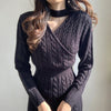 Sexy Woman Knit Dress Split Autumn High Waist Apricot Chic Mid Dress Sweater Vestido Korean Runway Knitwear Winter