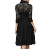 Sexy Women A Line High Collar Tea Length Tulle Appliques Casual Lace Dress