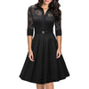 Sexy Women A Line High Collar Tea Length Tulle Appliques Casual Lace Dress