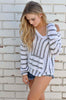 Sexy Women Blouse Shirts Long Sleeve Striped Shirt Knitted Hooded Casual Blusa Autumn Women Top with Pockets