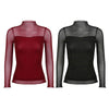 Sexy Women Blouses See Through Glitter Mesh Turtleneck Long Sleeve Sheer Blouse Casual Slim Shirt Ladies Tops Tee Clubwear