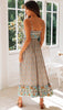 Sexy Women Bohemian Summer Holiday Maxi Dress Ruffles Strap Sleeveless Backless V-Neck Print Slim Long Dress Streetwear