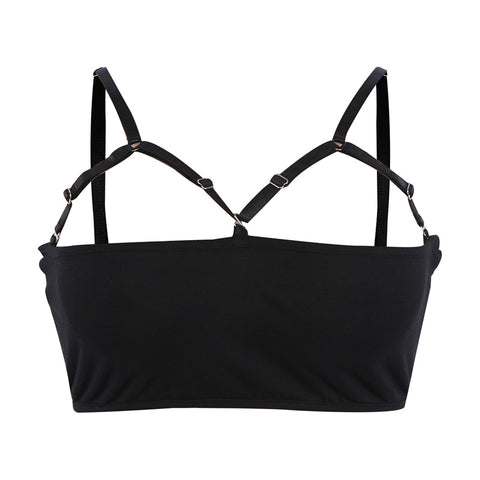 Sexy Women Cropped Camis Crop Top Vintage Retro Punk Female Gothic Sleeveless Bralette Fitness For Lady Hollow Out Tops