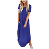 Sexy Women Dress Plus Size Summer 2022 Solid Casual Short Sleeve Maxi Dress For Women Long Dress robe femme Lady Dresses vestido