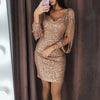 Sexy Women Dress Sequins Glitter Sparkle Deep V Neck Sequins Tassel Long Sleeves Short Mini Evening Party Wrap Hip Package Dress