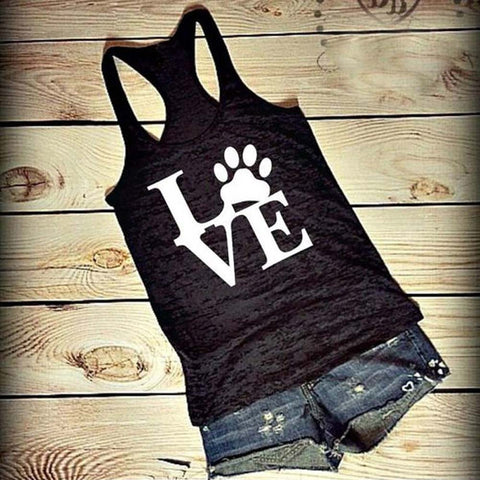Sexy Women Fashion Summer Bear Paw Love Letter Vest Tops Sleeveless Casual Tank Tops