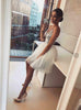 Sexy Women Lace Dress Halter Deep V Neck Sequins Elegant Ladies Evening Party Short Mini Tutu Tulle Dresses