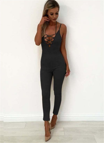 Sexy Women Lace up Bandage Playsuit Bodycon Party Jumpsuit Romper Sexy Summer V Neck Hot Clubwear Backless Street Clothes