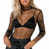 Sexy Women Ladies See through Blouse Long Sleeve Mesh Night Club Wear Meksh Sheer Tops Transparent Shirt Blouses Tee
