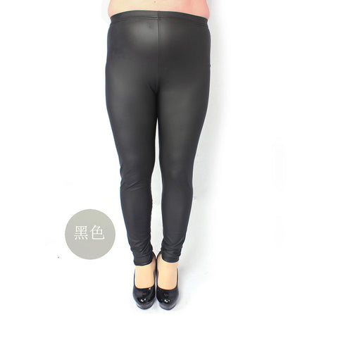 Sexy Women Large Size High Waist Stretch Jeggings Artificial Leather Leggings Pants Trousers