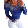 Sexy Women Long Sleeve See Through Beads Decor O Neck Waist Tight Sliming Blouse Top Spring Summer Blouse Women Shirts